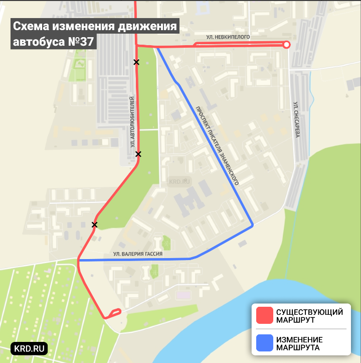В Краснодаре изменится маршрут автобуса № 37