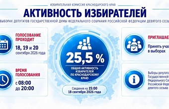 В Краснодарском крае явка на выборах в Госдуму составила 25,5%
